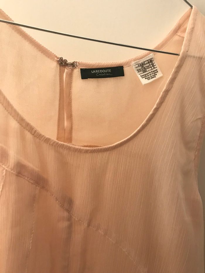 Blouse débardeur tunique rose poudre t 40 tbe la redoute création - photo numéro 2