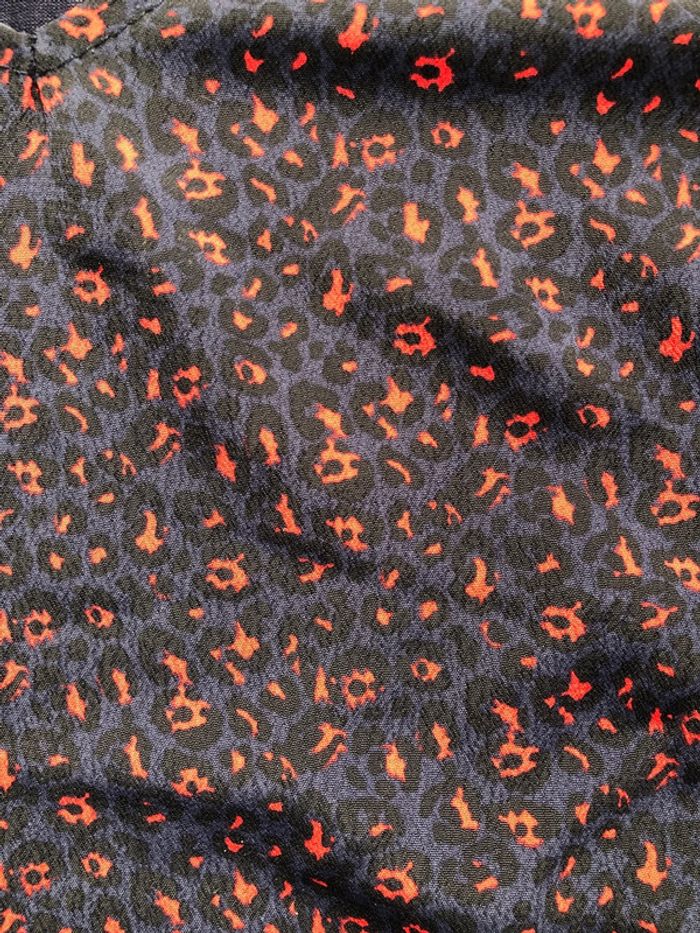 Blouse Etam taille S imprimé léopard marine rouge - photo numéro 3