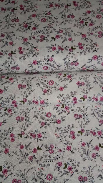Tissus coton fleurs rose
