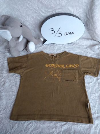 Tee shirt chemise manches courtes Garçon 3/5 ans Wonder Land Gevipall 100% coton