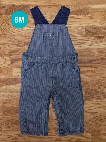 Salopette rayée bleu-blanc Obaïbi 6 mois