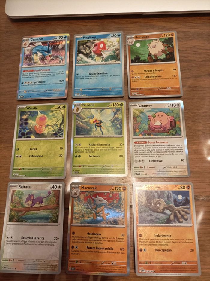 Lot de 9 cartes Pokemon 151 Holo Leviator Dardagnan Leveinard Colosinge Ossatueur