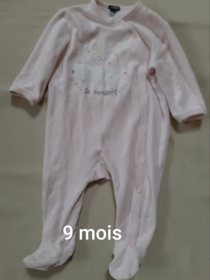 Pyjama en velours rose fille - cygnes - Kiabi - 9 mois