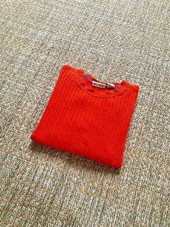 Pull col rond vintage crewneck style torsadé Y2k orange / rouge