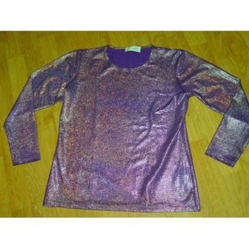 Tee shirt UGO REALI "soirée" lamelles brillantes violet taille 38 TBE
