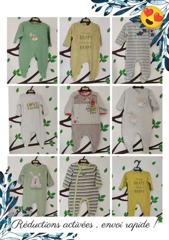 Lot 9 pyjamas velours 3 mois