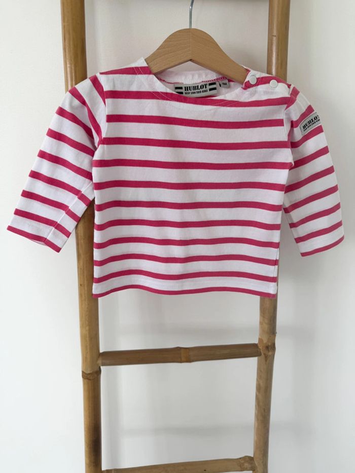 Marinière blanche et rose, fuchsia Hublot Taille 9 mois