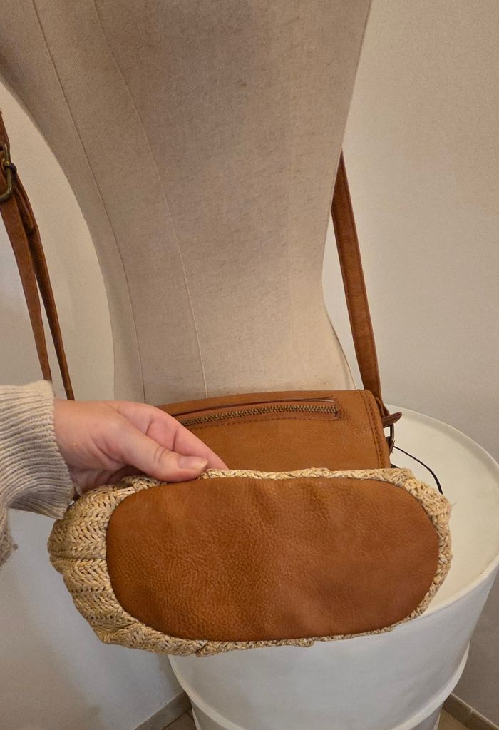 Sac bandoulière PHILOV’ camel & paille tressée  – style bohème chic – excellent état comme neuf - photo numéro 9