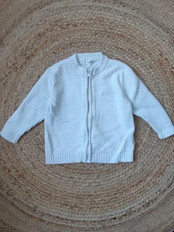 Gilet zippé blanc Kitchoun 18 mois