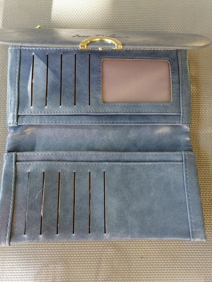 Portefeuille Inès Delaure bleu cobalt - photo numéro 5