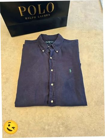 Chemise Ralph Lauren manche longue Taille L bleu noir Homme Men CHE121