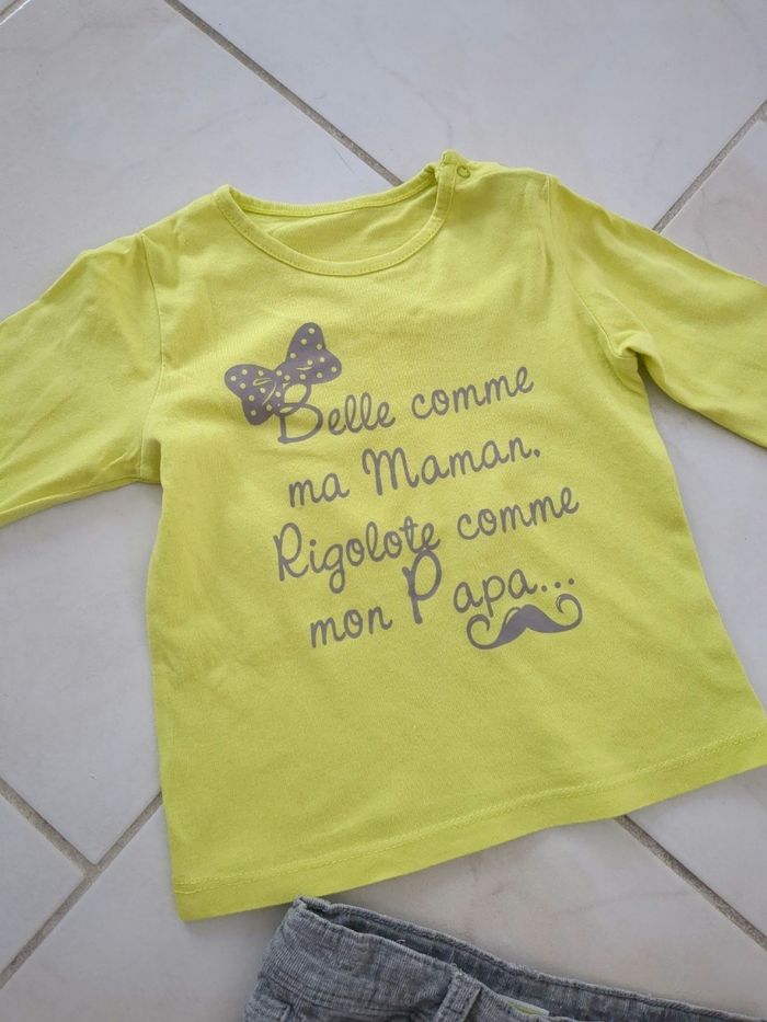 Ensemble jeans Tape à l'oeil et tee shirt kitchoun 12 mois - photo numéro 2