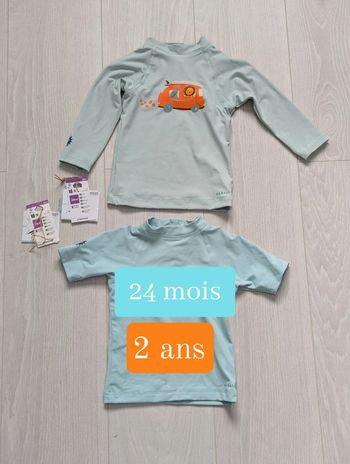 Lot 2 t-shirt de bain Anti uv 50+