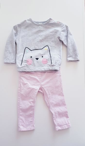 Baby Club - Ensemble pull manches longues + pantalon jean rose (12 mois)