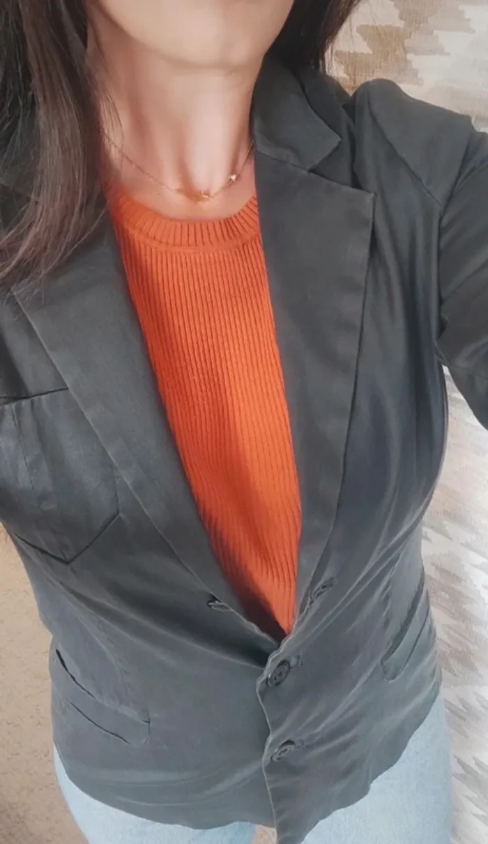 Veste blazer noir toile enduite Cotélac T1 coton élasthanne - photo numéro 3