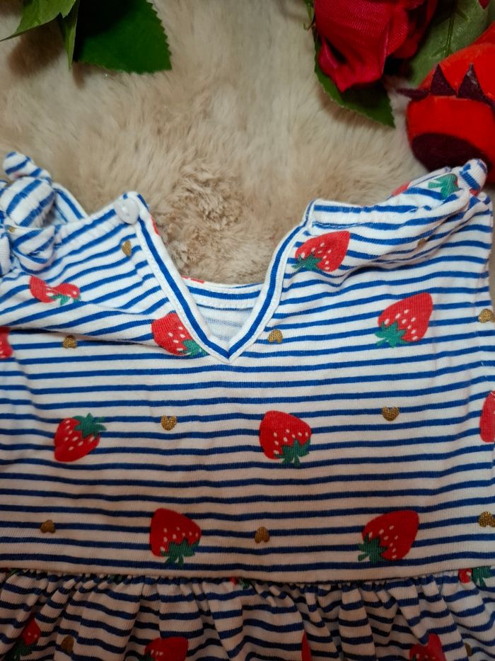 Robe à rayures bleu et blanc motif fraise - 18 mois - Du Pareil au Même - photo numéro 2