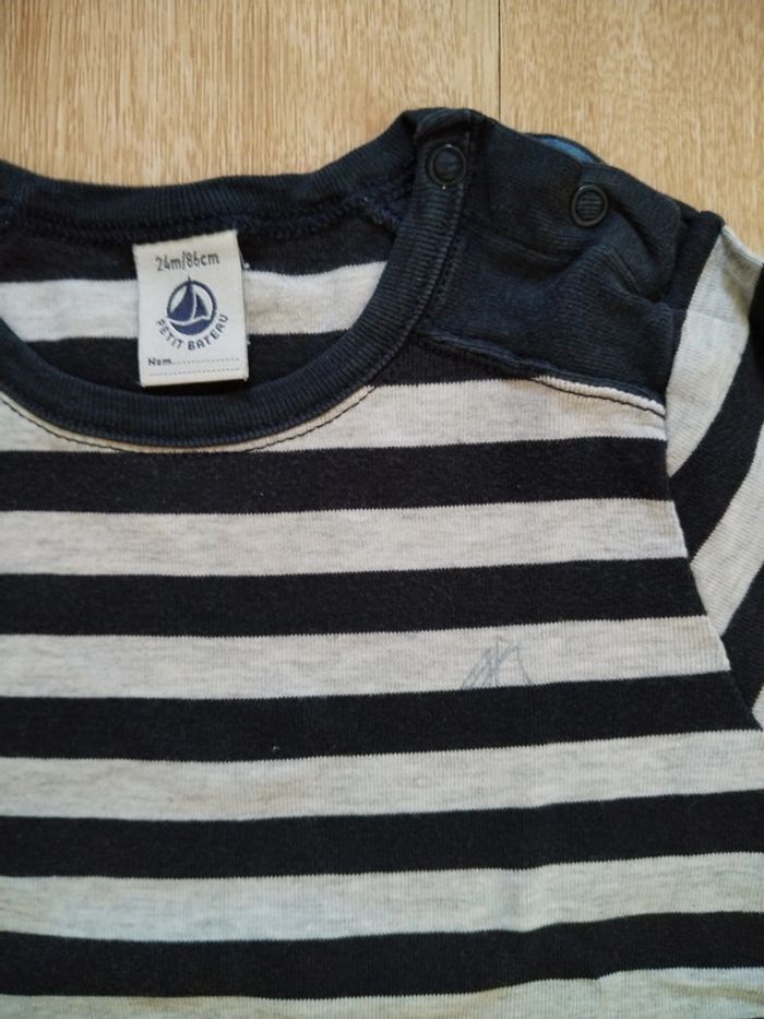 Lot 2 t-shirts manches longues rayés 2 ans - photo numéro 3