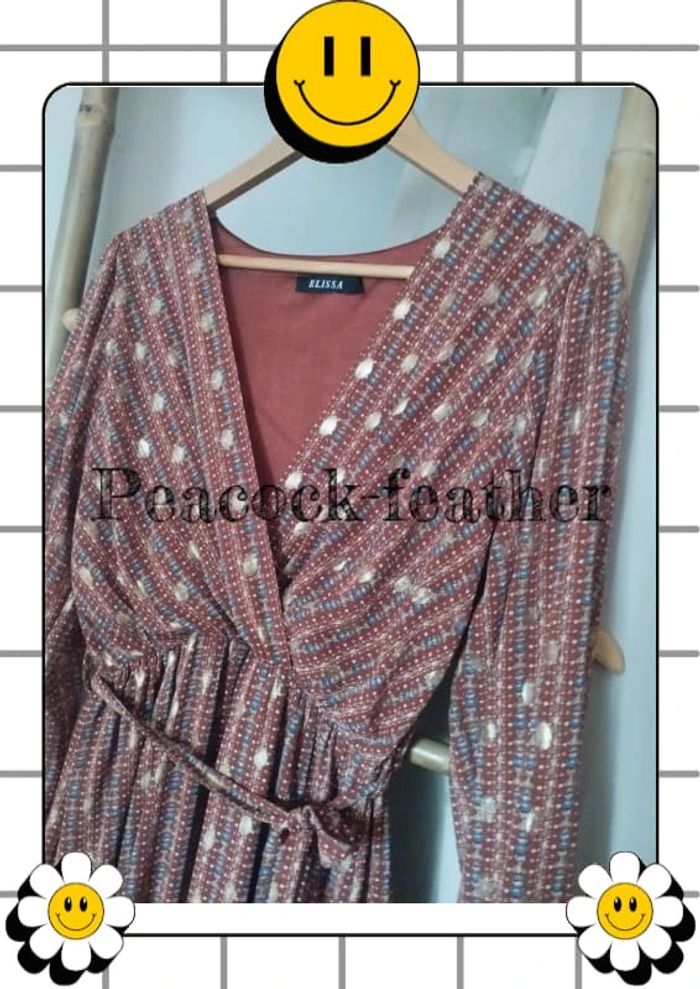 Robe longue TU marron terracotta / dorée - photo numéro 3