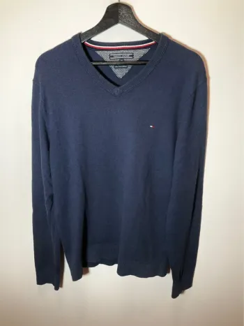 Pull col en V bleu marine pour homme Tommy Hilfiger taille M 471