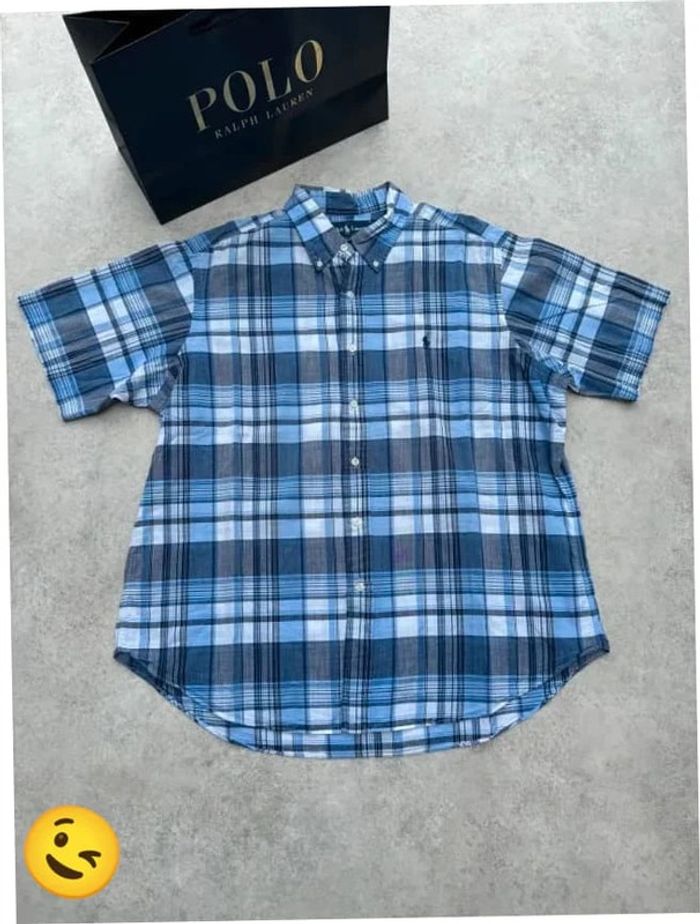 Chemise Ralph Lauren manches courte Taille XL bleu Homme Men CHE127 - photo numéro 4