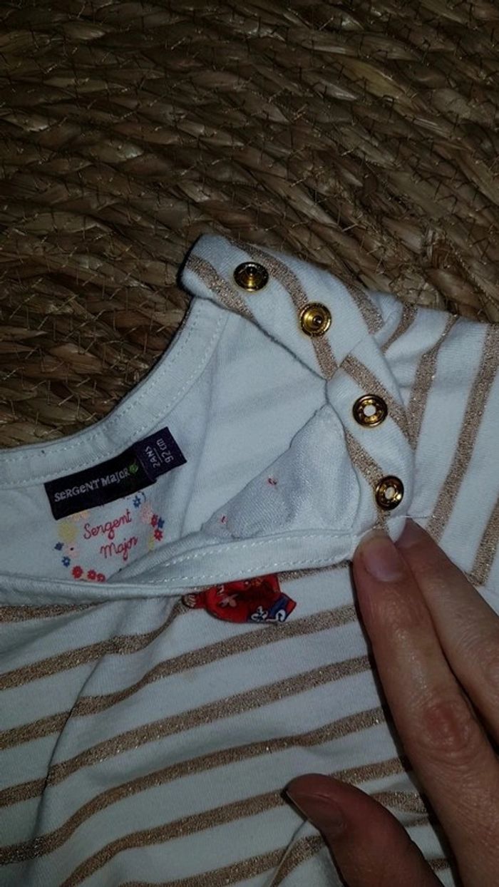 Superbe pull à rayures dorées fille 24mois sergent major - photo numéro 6