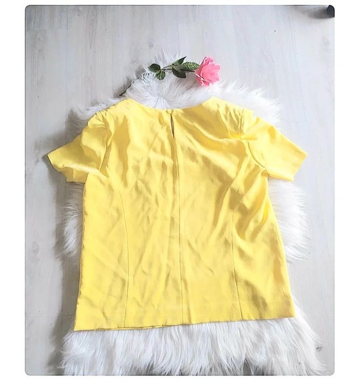 Blouse manches courtes jaune fait main à épaulettes vintage années 90 - photo numéro 2