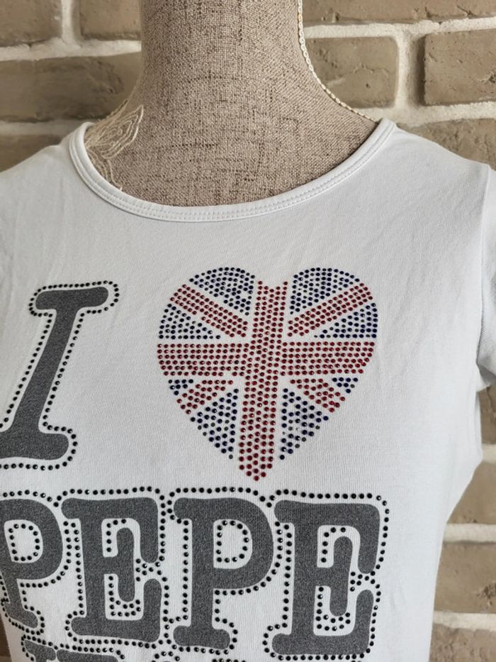 T-shirt blanc I 🩷 Pepe Jeans en strass - Vintage Y2K - photo numéro 3