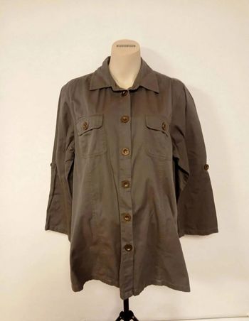 Veste chemise brune grise 100% coton 