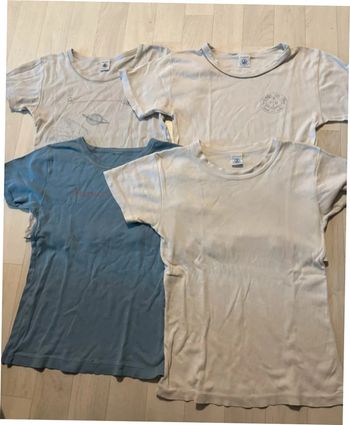 Lot de 4 maillots de corps 10 ans et 10/12 ans petit bateau manches courtes très bon état