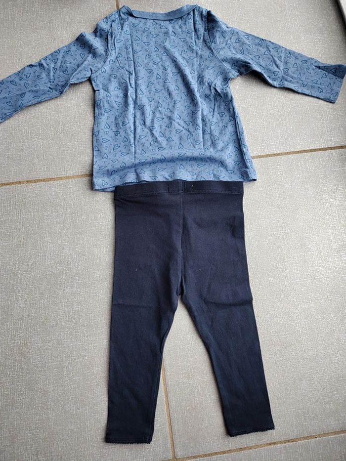 Ensemble t-shirt ML / legging bleu T.18 M - photo numéro 2