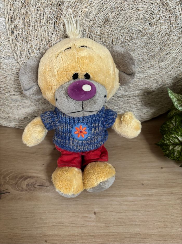 Doudou ours pimboli ami diddl pull bleu pantalon rouge - photo numéro 2