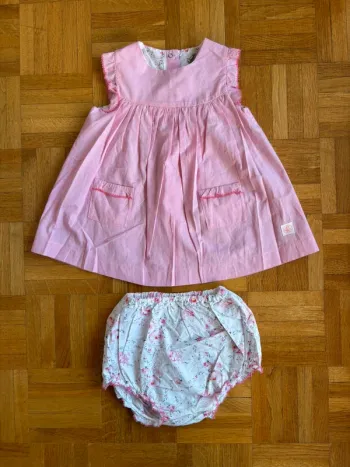 Robe Petit Bateau + bloomer assorti 9 mois neuf