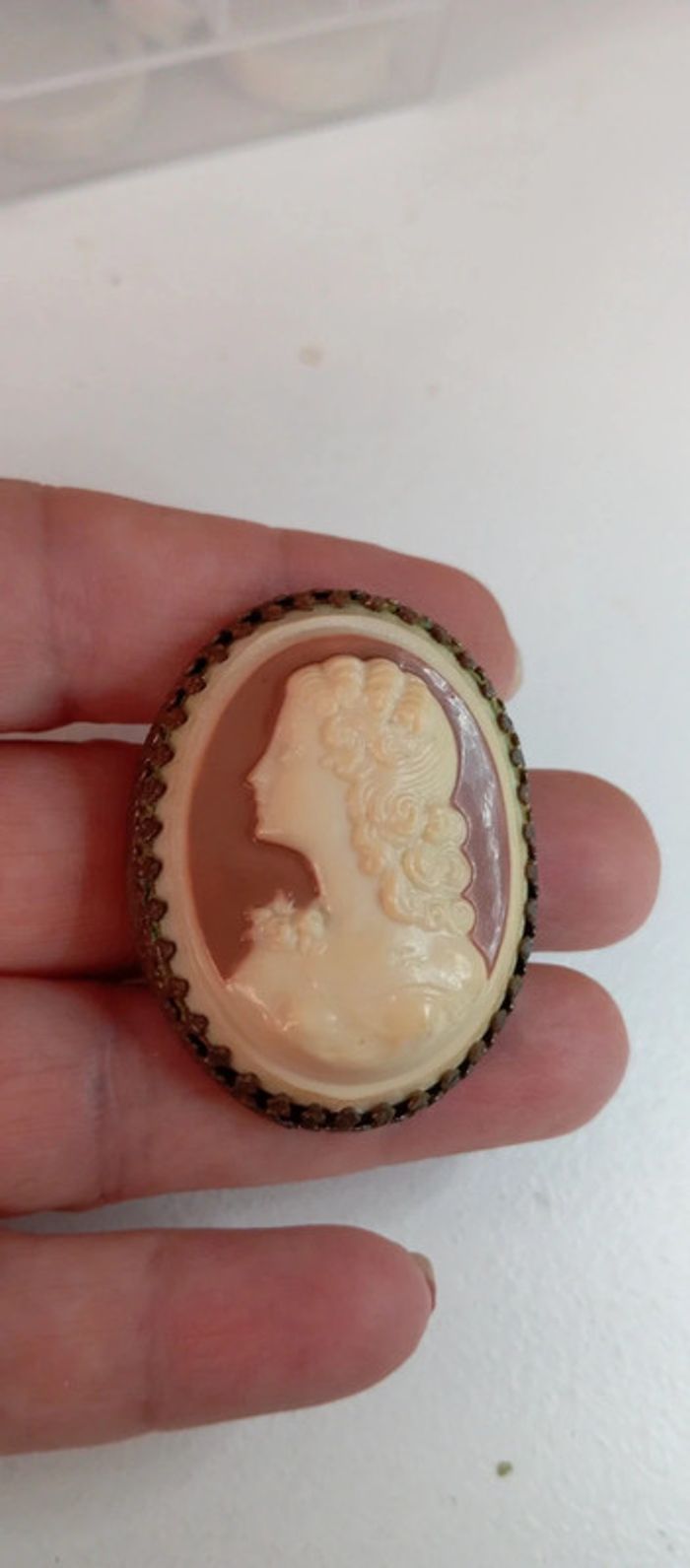 Broche Francaise ancienne celluloïd - photo numéro 1