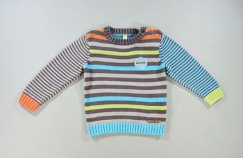 Pull tricot gris multicolore rayures ORCHESTRA 18 mois 81 cm garçon