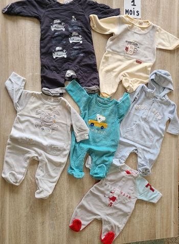 Lot de 6 pyjamas bébé 1mois 