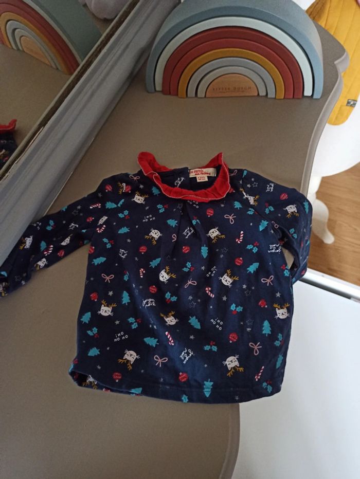 T-shirt à manches longues Noël 6 mois DPAM - photo numéro 2