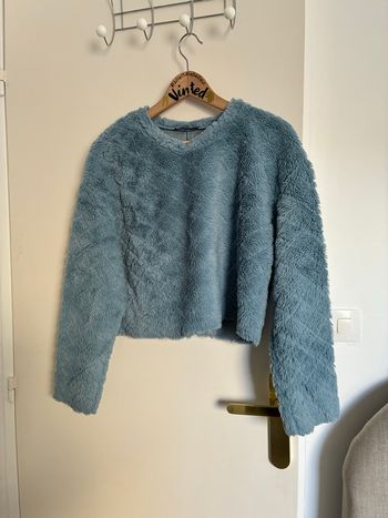 Pull bleu effet fourrure Zara Taille S