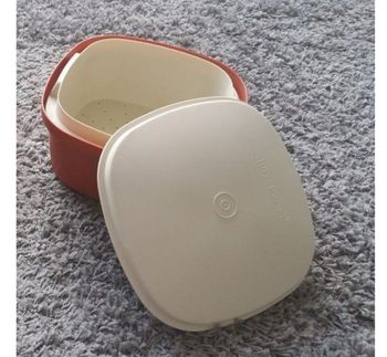 Tupperware Ancienne yaourtière rouille et beige avec passoire 