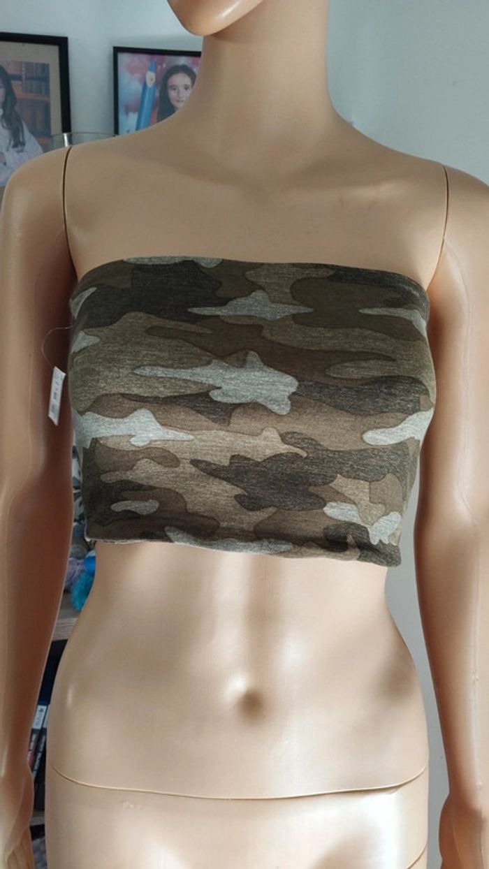 Top haut court bandeau camouflage taille s femme - photo numéro 6