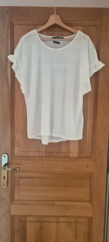 T-shirt blanc en lin Monoprix