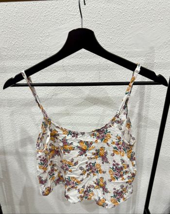 Crop top fleuri à bretelles fines et ajustables - Taille S/M