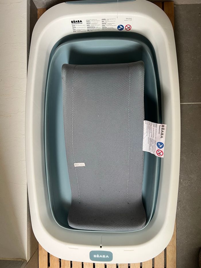 Lot baignoire béaba eazypop pliable + transat bleu bébé - photo numéro 3