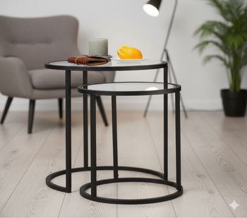 Neuf - Tables Gigognes en verre trempé,noir