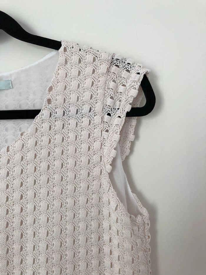Haut sans manche débardeur crème en dentelle La Fée Maraboutée taille 1 - photo numéro 6