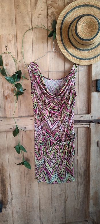 Robe fushia rose multicolore