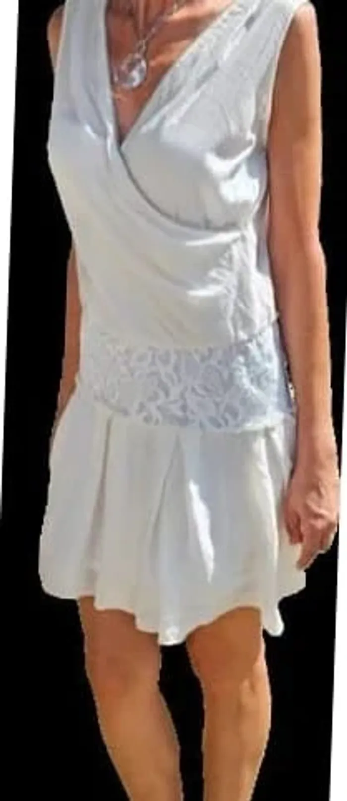 Robe courte Maje légère crème et dentelles blanches T1/36/S