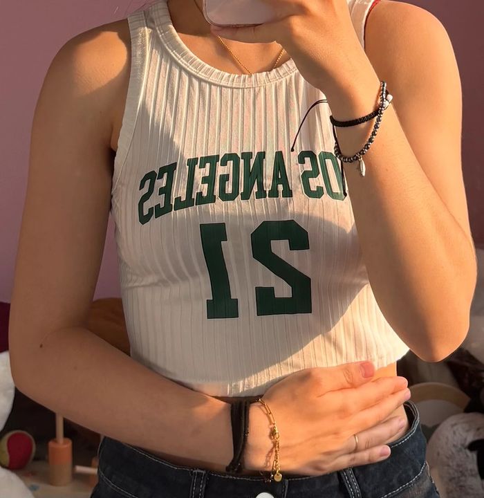 Crop top SHEIN bleu et vert