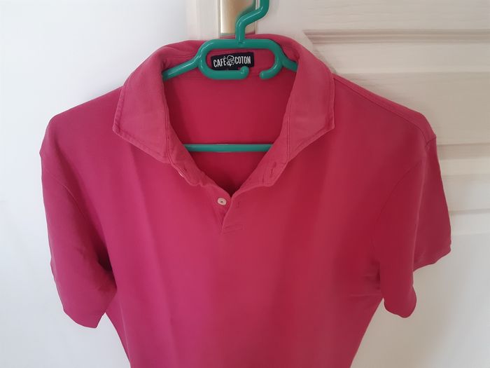 Polo manches courtes rose fuchsia / taille L / Café coton - photo numéro 2