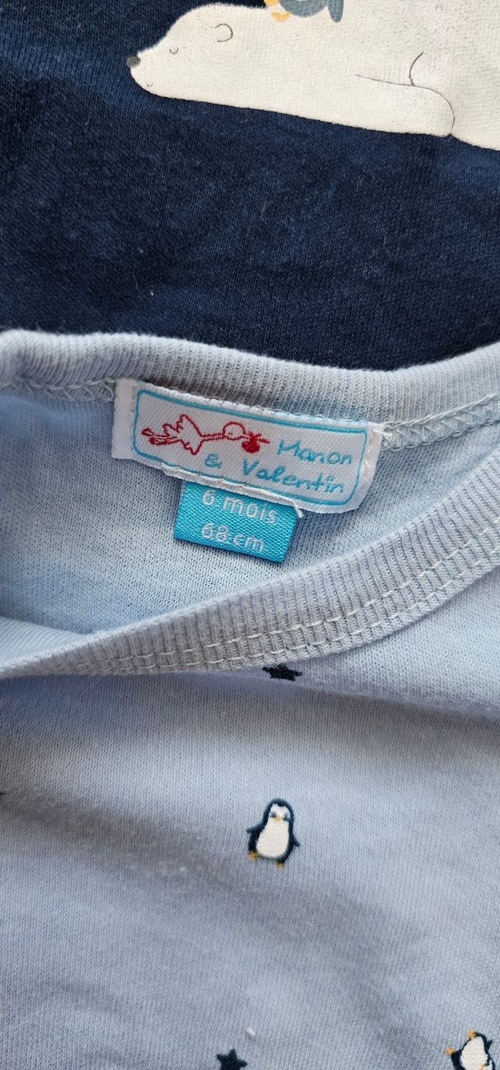 Lot de 3 bodies bébé à manches longues – Neufs – Thème hiver / pingouins - photo numéro 4