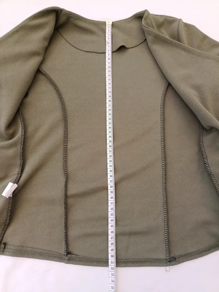 Petite veste ouverte kaki légère style blazer made in France taille S - photo numéro 4